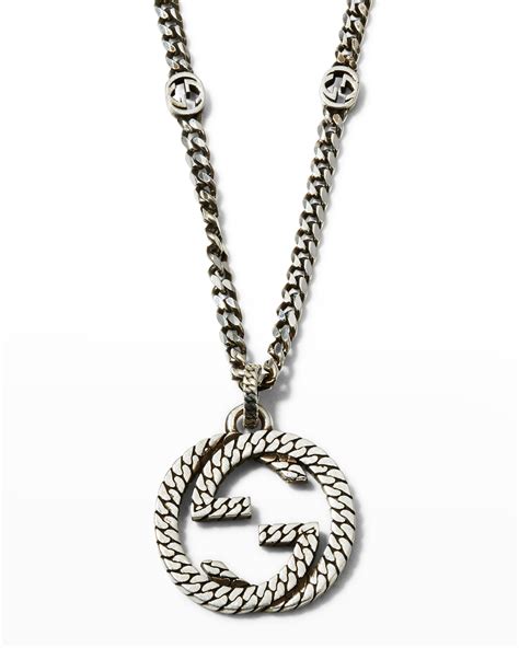 gucci men necklace free shipping|Gucci silver interlocking necklace.